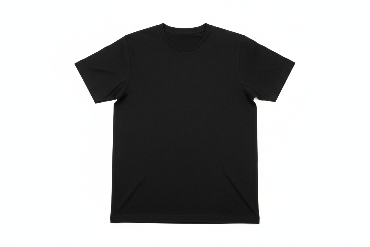 Black t-shirt on white background